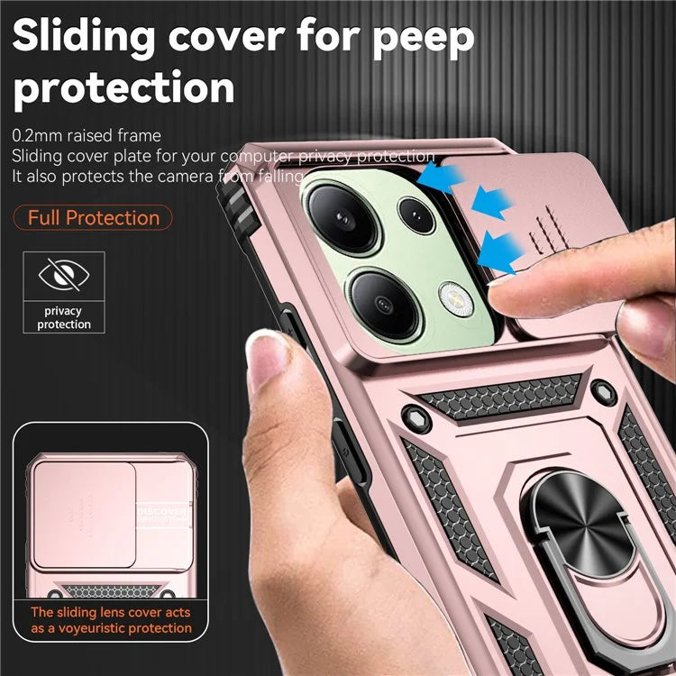For Xiaomi Redmi Note 13 4G Case Military Grade Kickstand PC TPU Phone Cover Lens Privacy Protection