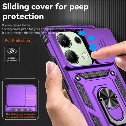 For Xiaomi Redmi Note 13 4G Case Military Grade Kickstand PC TPU Phone Cover Lens Privacy Protection