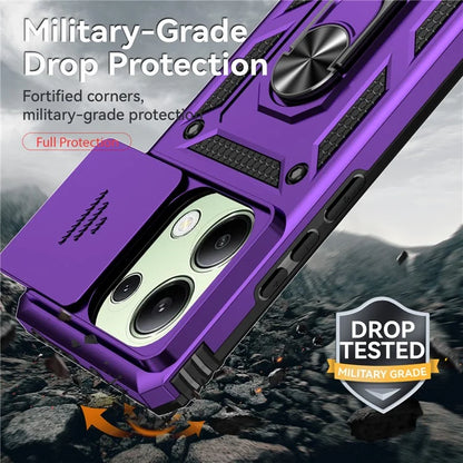 For Xiaomi Redmi Note 13 4G Case Military Grade Kickstand PC TPU Phone Cover Lens Privacy Protection