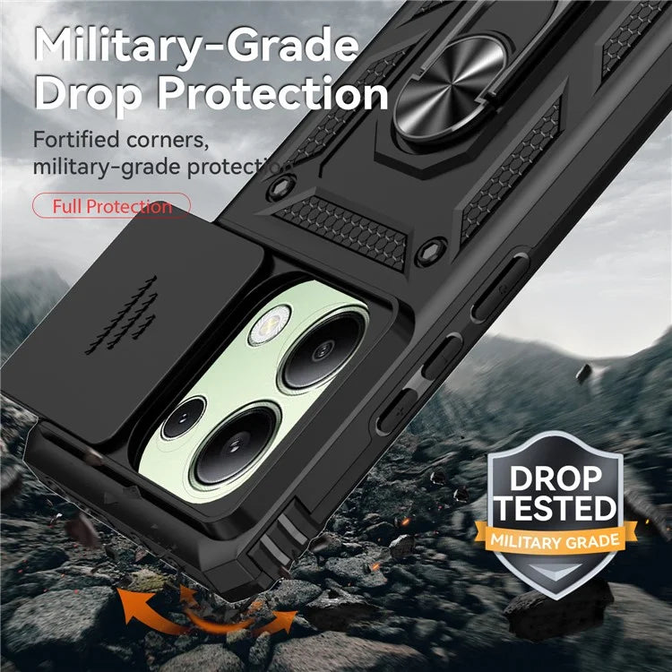 For Xiaomi Redmi Note 13 Pro 4G / Poco M6 Pro 4G Case Upgraded Lens Protection PC + TPU Phone Cover Kickstand