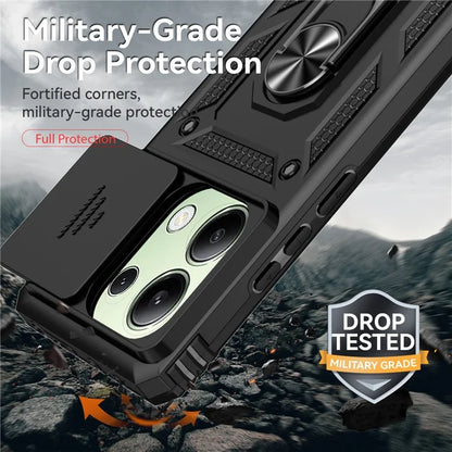 For Xiaomi Redmi Note 13 Pro 4G / Poco M6 Pro 4G Case Upgraded Lens Protection PC + TPU Phone Cover Kickstand