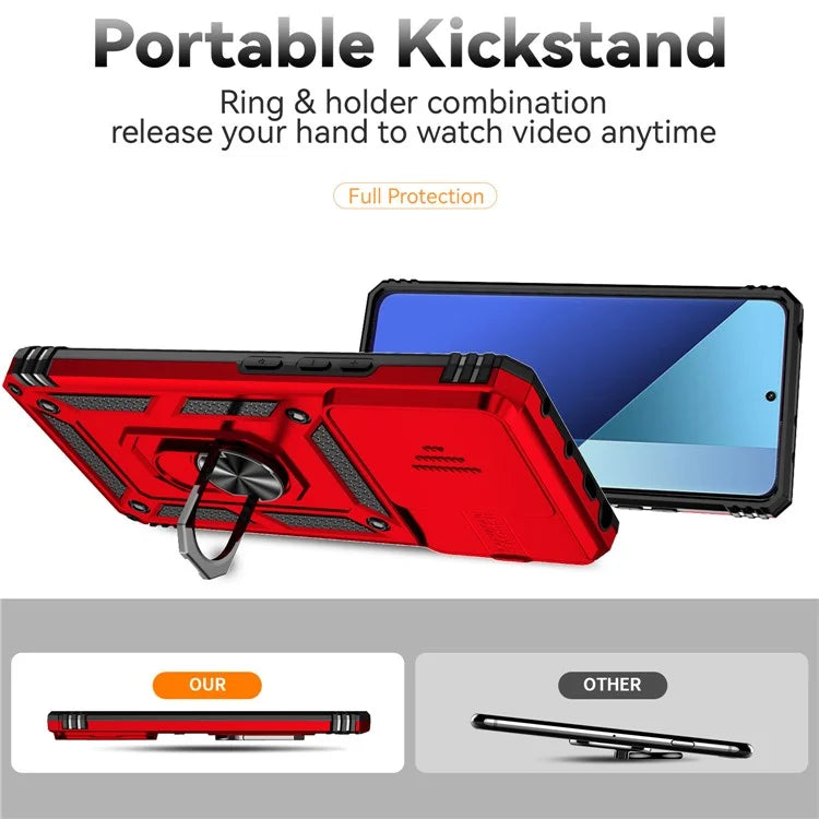 For Xiaomi Redmi Note 13 Pro 4G / Poco M6 Pro 4G Case Upgraded Lens Protection PC + TPU Phone Cover Kickstand