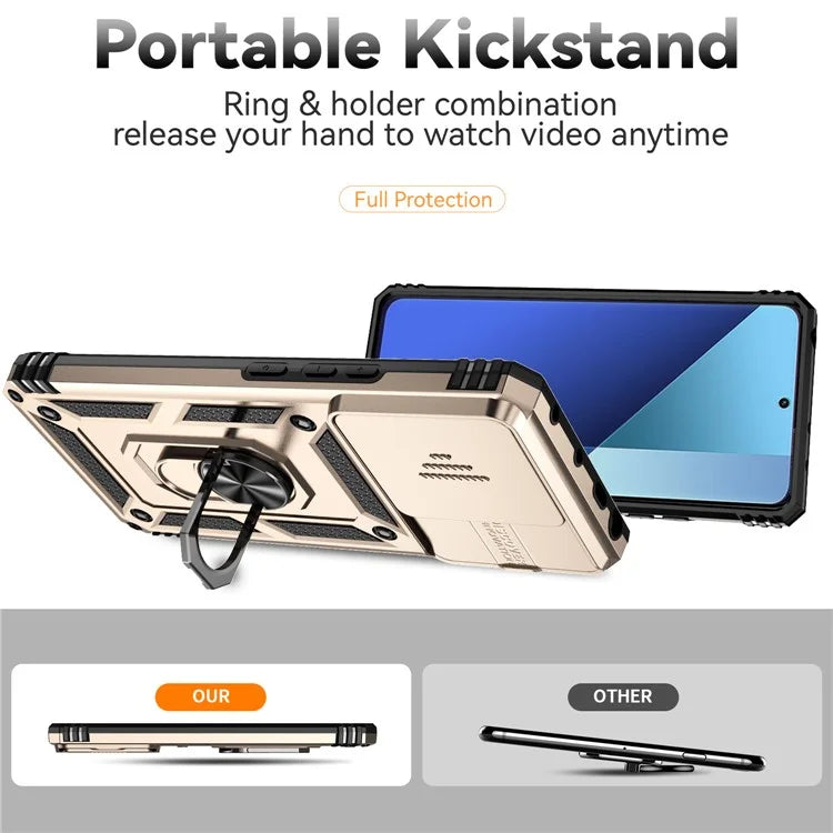 For Xiaomi Redmi Note 13 Pro 4G / Poco M6 Pro 4G Case Upgraded Lens Protection PC + TPU Phone Cover Kickstand