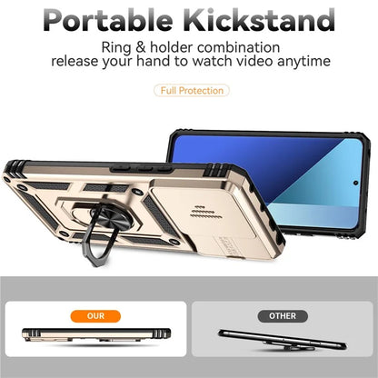 For Xiaomi Redmi Note 13 Pro 4G / Poco M6 Pro 4G Case Upgraded Lens Protection PC + TPU Phone Cover Kickstand