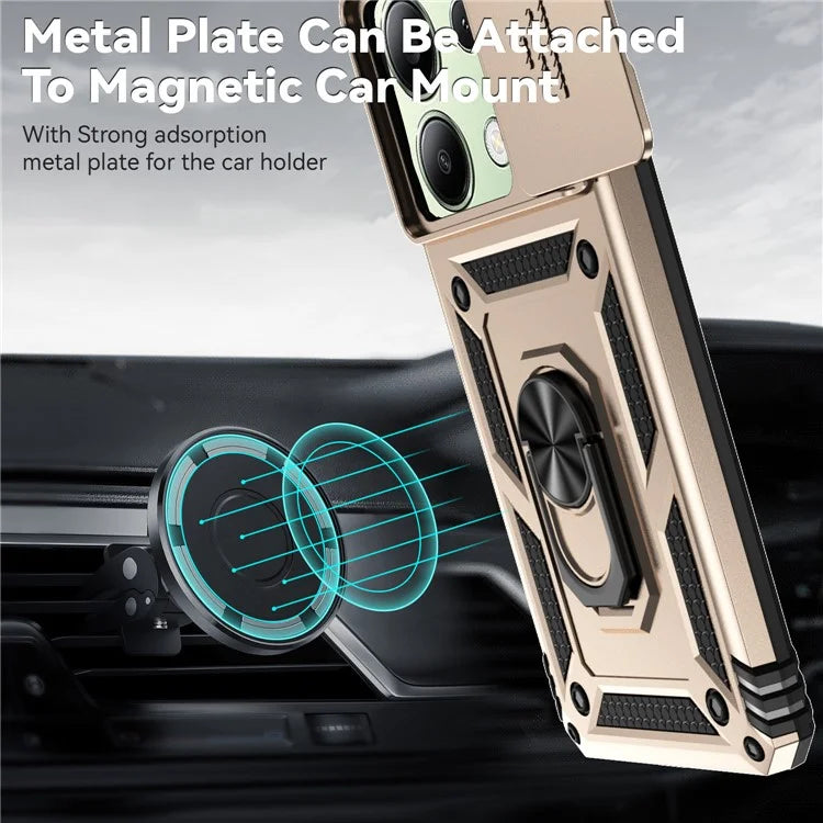 For Xiaomi Redmi Note 13 Pro 4G / Poco M6 Pro 4G Case Upgraded Lens Protection PC + TPU Phone Cover Kickstand