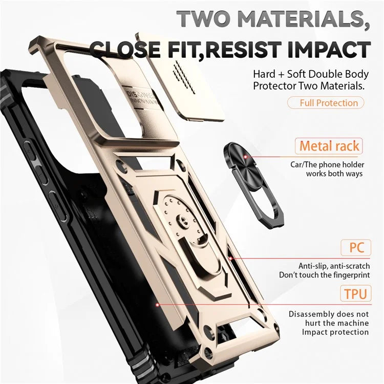 For Xiaomi Redmi Note 13 Pro 4G / Poco M6 Pro 4G Case Upgraded Lens Protection PC + TPU Phone Cover Kickstand