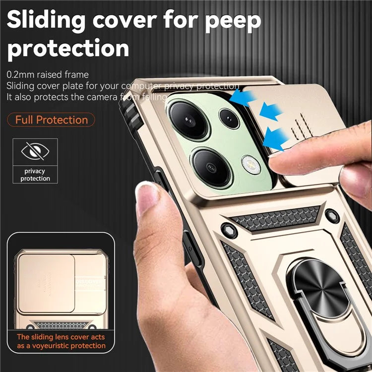 For Xiaomi Redmi Note 13 Pro 4G / Poco M6 Pro 4G Case Upgraded Lens Protection PC + TPU Phone Cover Kickstand