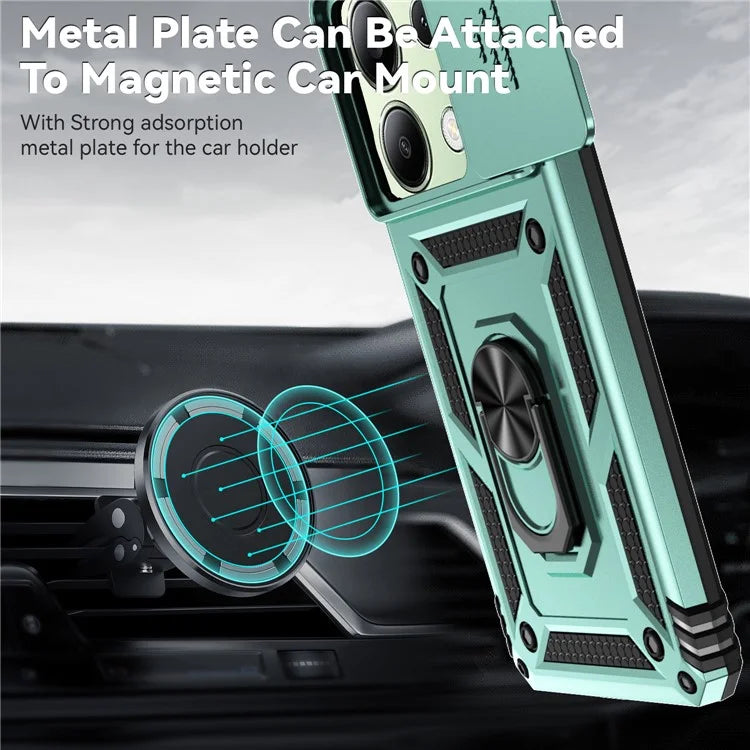 For Xiaomi Redmi Note 13 Pro 4G / Poco M6 Pro 4G Case Upgraded Lens Protection PC + TPU Phone Cover Kickstand