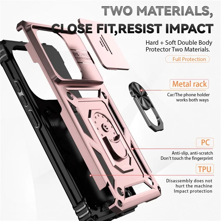 For Xiaomi Redmi Note 13 Pro 4G / Poco M6 Pro 4G Case Upgraded Lens Protection PC + TPU Phone Cover Kickstand