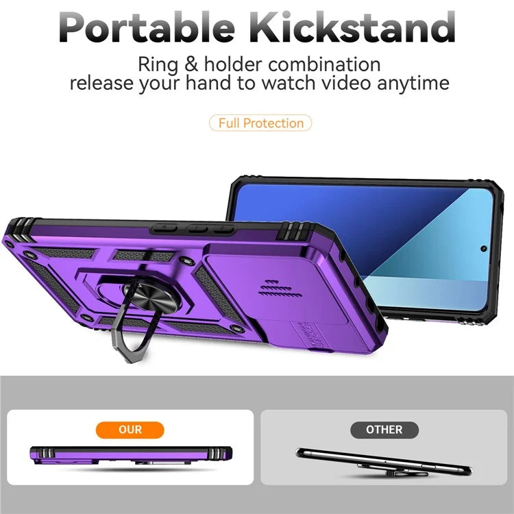 For Xiaomi Redmi Note 13 Pro 4G / Poco M6 Pro 4G Case Upgraded Lens Protection PC + TPU Phone Cover Kickstand