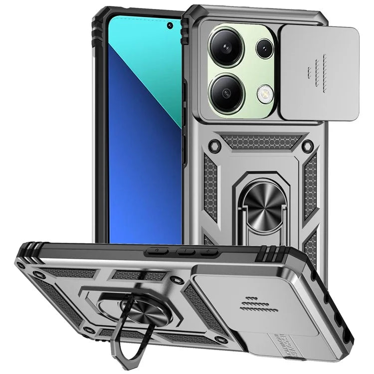 For Xiaomi Redmi Note 13 Pro 4G / Poco M6 Pro 4G Case Upgraded Lens Protection PC + TPU Phone Cover Kickstand