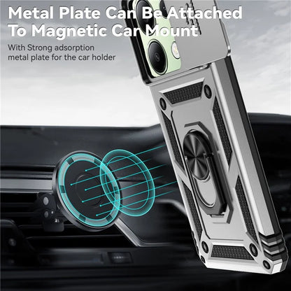 For Xiaomi Redmi Note 13 Pro 4G / Poco M6 Pro 4G Case Upgraded Lens Protection PC + TPU Phone Cover Kickstand