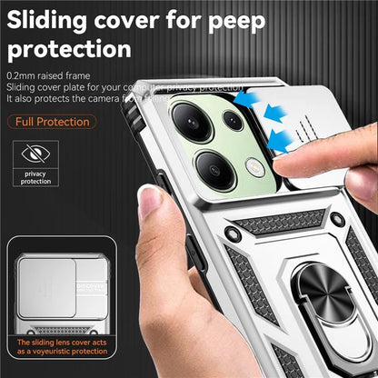 For Xiaomi Redmi Note 13 Pro 4G / Poco M6 Pro 4G Case Upgraded Lens Protection PC + TPU Phone Cover Kickstand