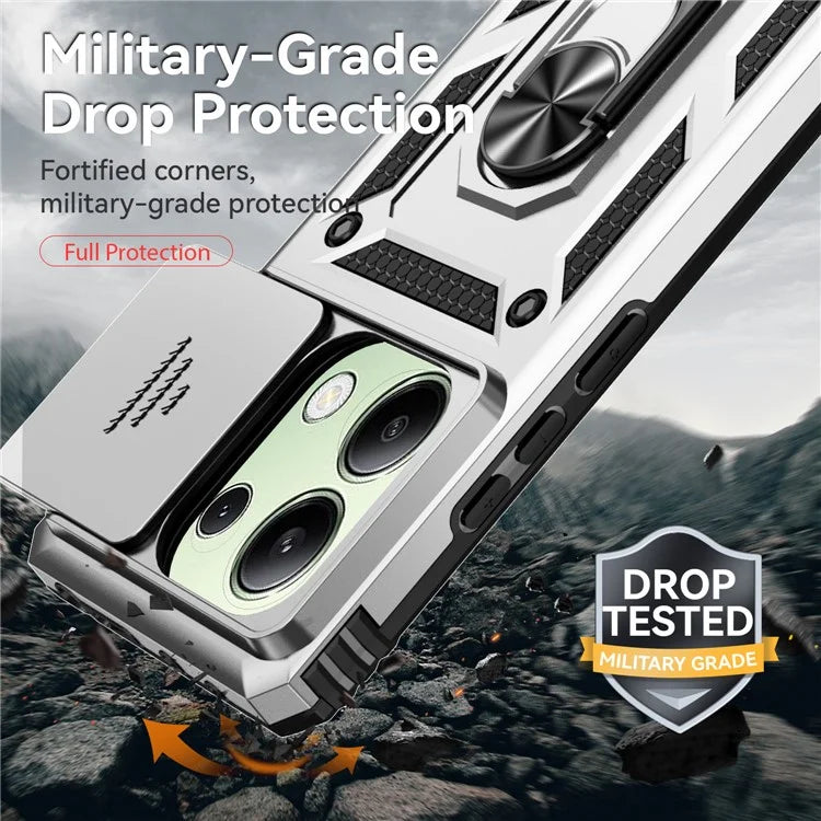 For Xiaomi Redmi Note 13 Pro 4G / Poco M6 Pro 4G Case Upgraded Lens Protection PC + TPU Phone Cover Kickstand