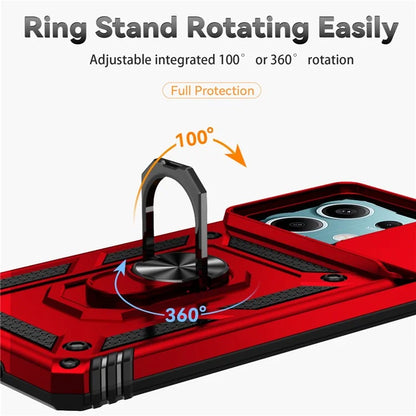 For Xiaomi Redmi Note 13 5G Case Car Mount Kickstand PC + TPU Phone Cover Slide Lens Protection