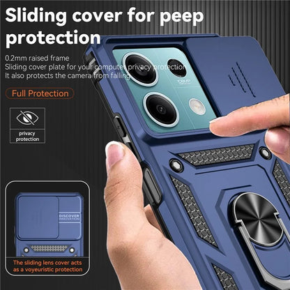 For Xiaomi Redmi Note 13 5G Case Car Mount Kickstand PC + TPU Phone Cover Slide Lens Protection