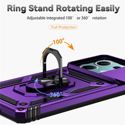 For Xiaomi Redmi Note 13 5G Case Car Mount Kickstand PC + TPU Phone Cover Slide Lens Protection