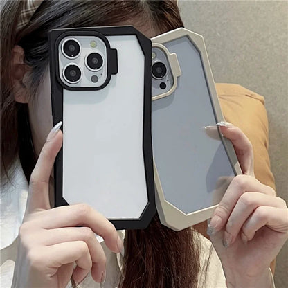 For iPhone 15 Pro Case TPU + Acrylic Phone Back Cover with Irregular Frame