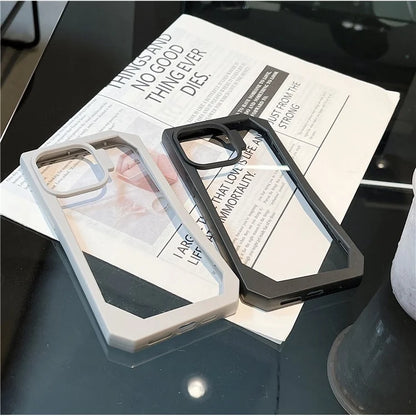 For iPhone 15 Pro Case TPU + Acrylic Phone Back Cover with Irregular Frame