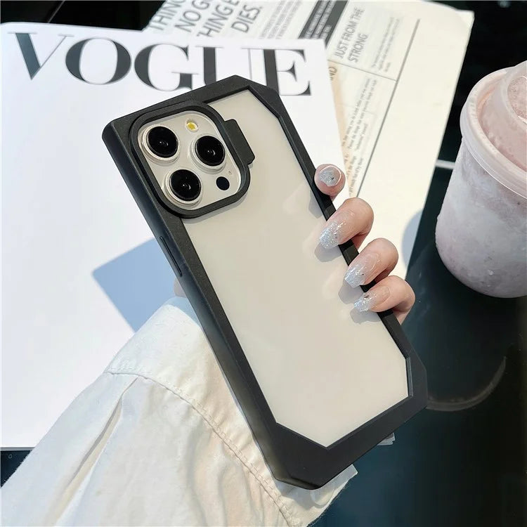 For iPhone 13 Pro Max Case TPU + Acrylic Phone Back Cover with Irregular Frame