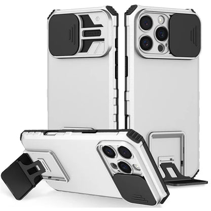 For iPhone 16 Pro Max Case Camera Slider PC + TPU Phone Cover with Kickstand