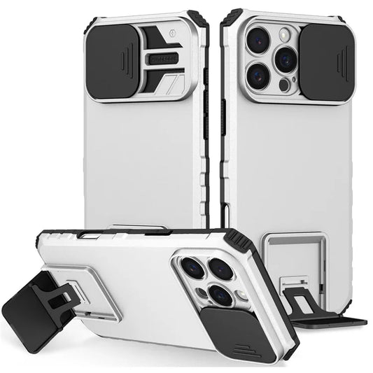 For iPhone 16 Pro Max Case Camera Slider PC + TPU Phone Cover with Kickstand
