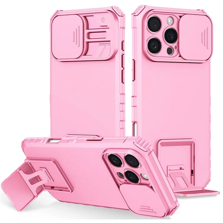 For iPhone 16 Pro Max Case Camera Slider PC + TPU Phone Cover with Kickstand