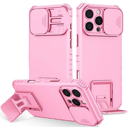 For iPhone 16 Pro Max Case Camera Slider PC + TPU Phone Cover with Kickstand