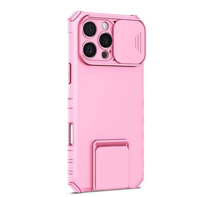 For iPhone 16 Pro Max Case Camera Slider PC + TPU Phone Cover with Kickstand