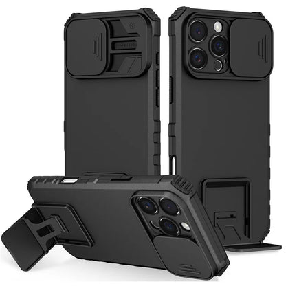 For iPhone 16 Pro Max Case Camera Slider PC + TPU Phone Cover with Kickstand