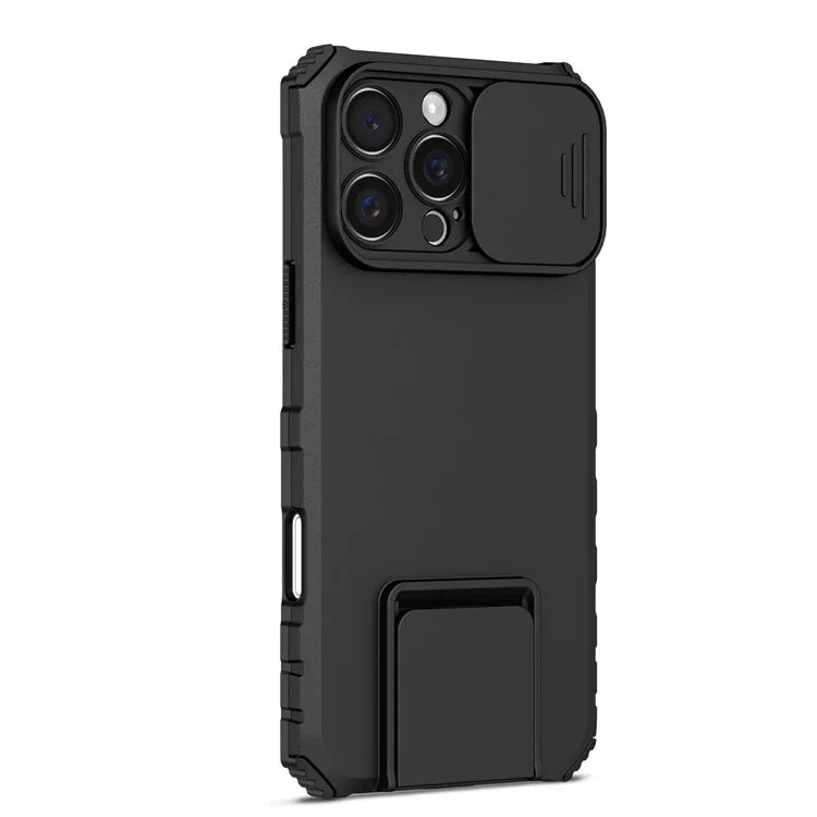 For iPhone 16 Pro Max Case Camera Slider PC + TPU Phone Cover with Kickstand