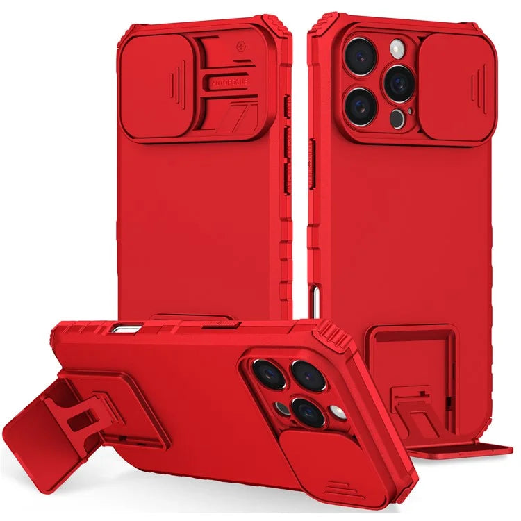 For iPhone 16 Pro Max Case Camera Slider PC + TPU Phone Cover with Kickstand