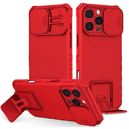 For iPhone 16 Pro Max Case Camera Slider PC + TPU Phone Cover with Kickstand