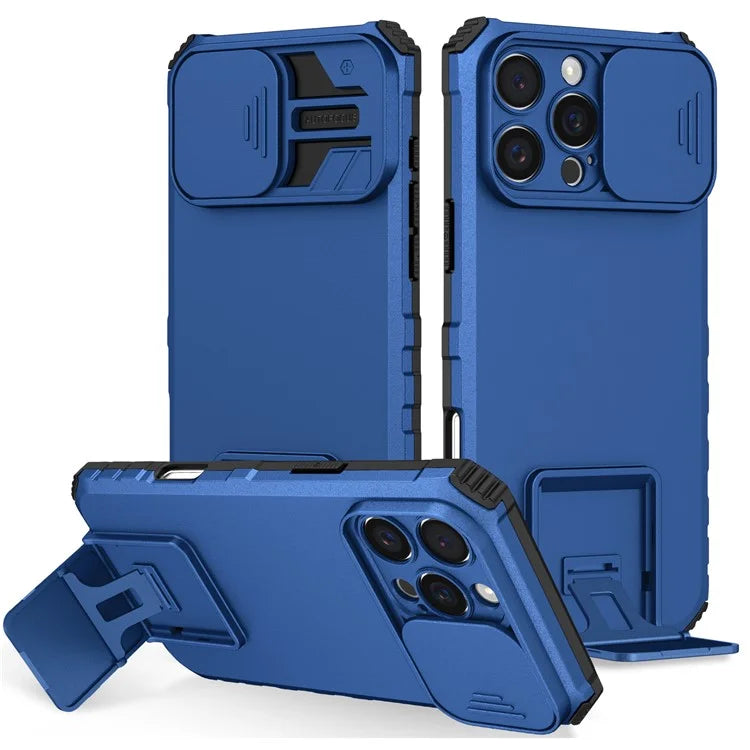 For iPhone 16 Pro Max Case Camera Slider PC + TPU Phone Cover with Kickstand