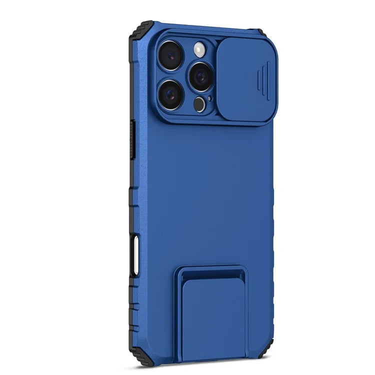 For iPhone 16 Pro Max Case Camera Slider PC + TPU Phone Cover with Kickstand