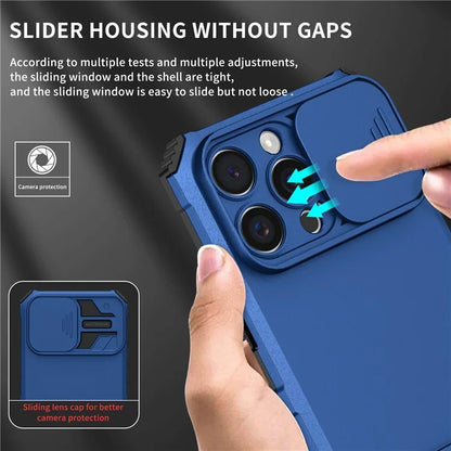 For iPhone 16 Pro Max Case Camera Slider PC + TPU Phone Cover with Kickstand