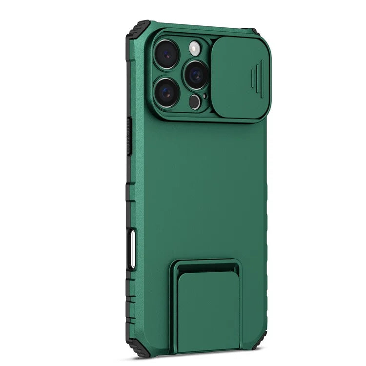 For iPhone 16 Pro Max Case Camera Slider PC + TPU Phone Cover with Kickstand