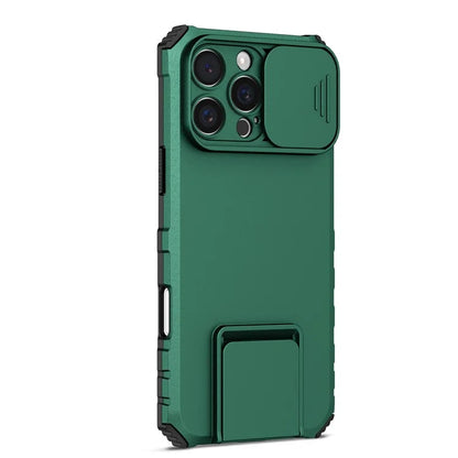 For iPhone 16 Pro Max Case Camera Slider PC + TPU Phone Cover with Kickstand