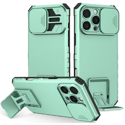 For iPhone 16 Pro Max Case Camera Slider PC + TPU Phone Cover with Kickstand