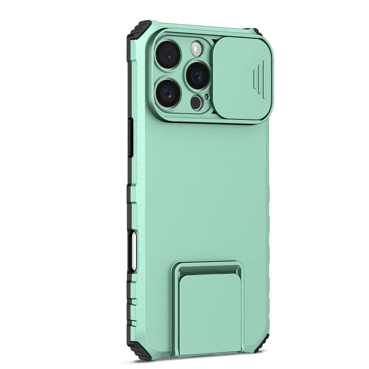 For iPhone 16 Pro Max Case Camera Slider PC + TPU Phone Cover with Kickstand