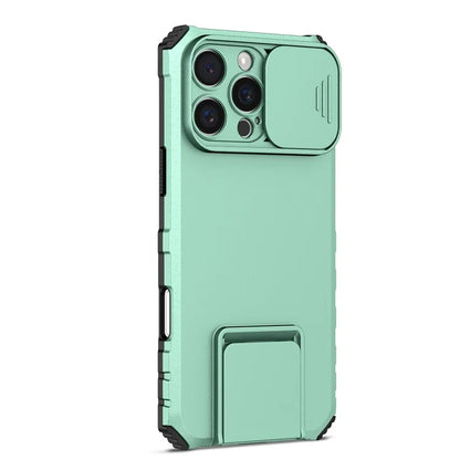 For iPhone 16 Pro Max Case Camera Slider PC + TPU Phone Cover with Kickstand