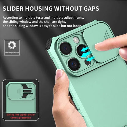 For iPhone 16 Pro Max Case Camera Slider PC + TPU Phone Cover with Kickstand