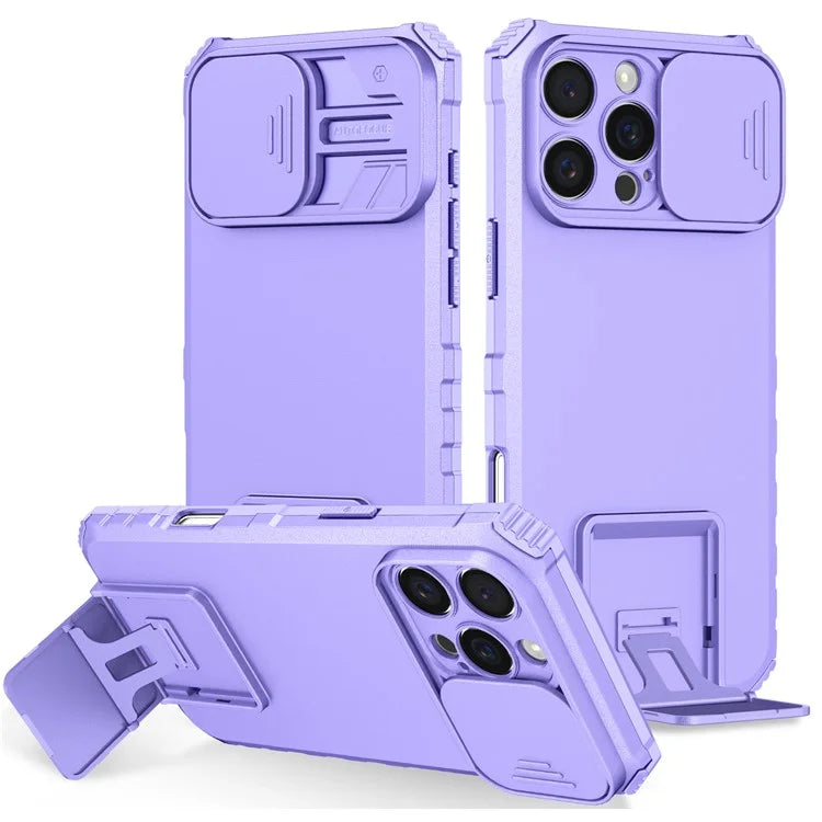 For iPhone 16 Pro Max Case Camera Slider PC + TPU Phone Cover with Kickstand