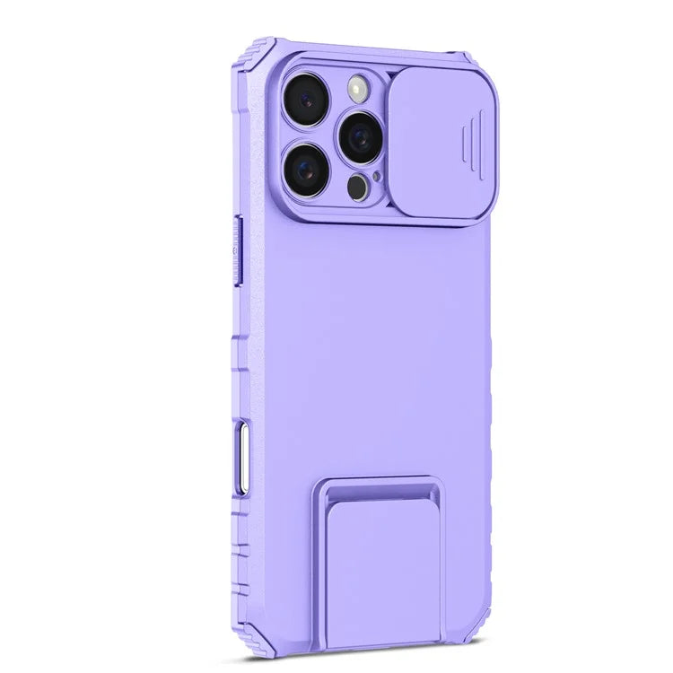 For iPhone 16 Pro Max Case Camera Slider PC + TPU Phone Cover with Kickstand