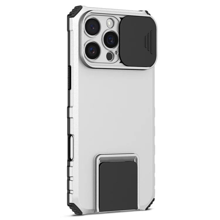 For iPhone 16 Pro Case Camera Slider PC + TPU Phone Cover with Kickstand
