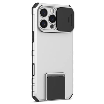 For iPhone 16 Pro Case Camera Slider PC + TPU Phone Cover with Kickstand