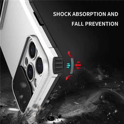 For iPhone 16 Pro Case Camera Slider PC + TPU Phone Cover with Kickstand