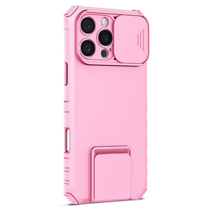 For iPhone 16 Pro Case Camera Slider PC + TPU Phone Cover with Kickstand