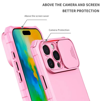 For iPhone 16 Pro Case Camera Slider PC + TPU Phone Cover with Kickstand