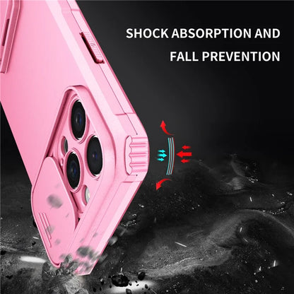 For iPhone 16 Pro Case Camera Slider PC + TPU Phone Cover with Kickstand